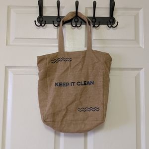 Keep It Clean Burlap Tote Bag